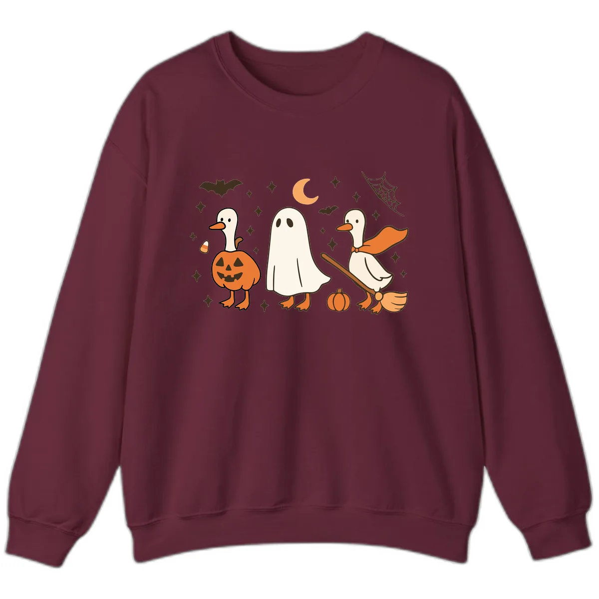 Halloween Goose Squad Costume Party Sweatshirt in Maroon
