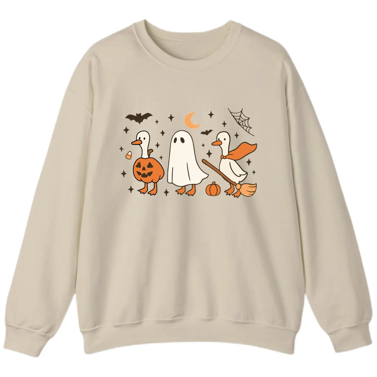 Halloween Goose Squad Costume Party Sweatshirt in Sand