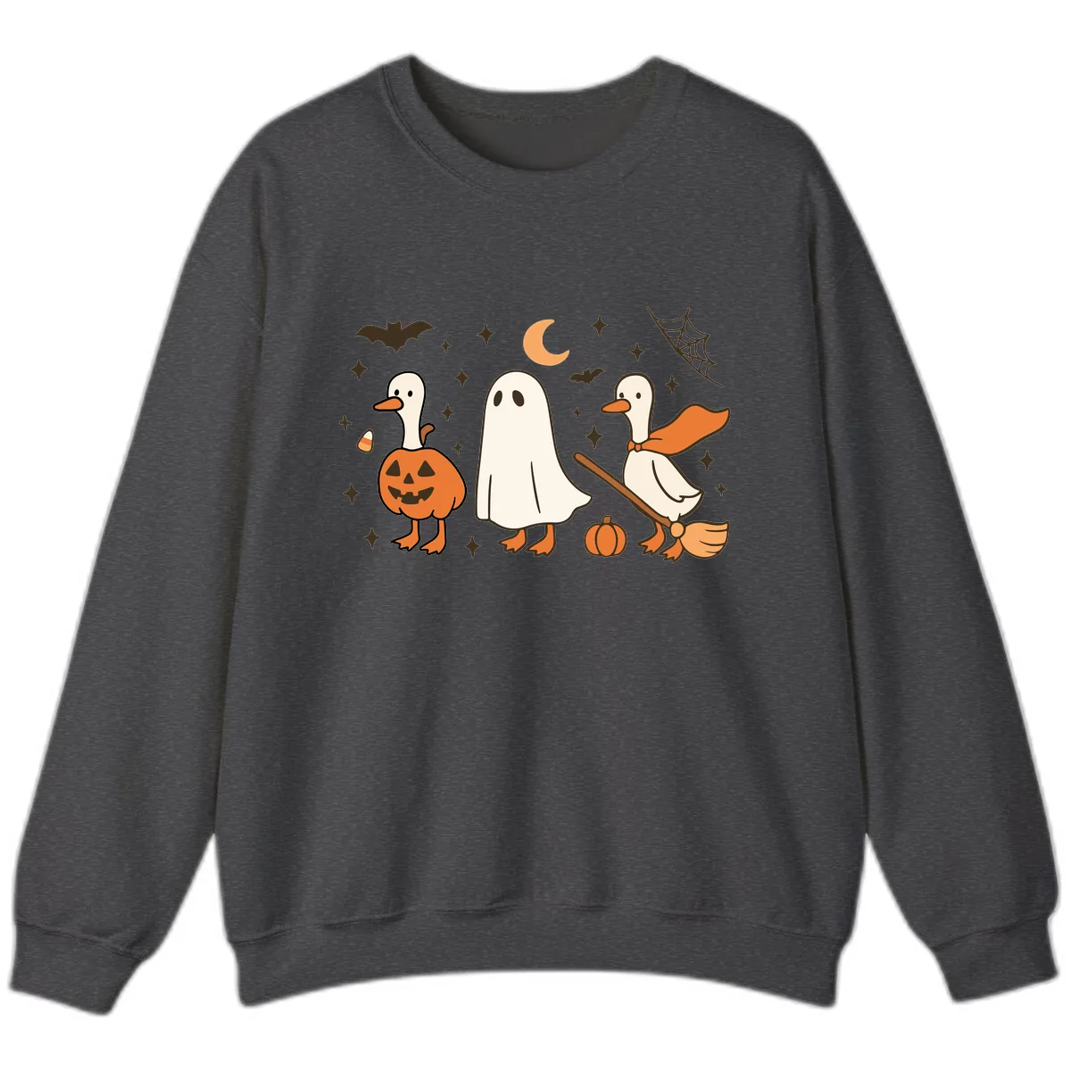 Halloween Goose Squad Costume Party Sweatshirt in Dark Heather