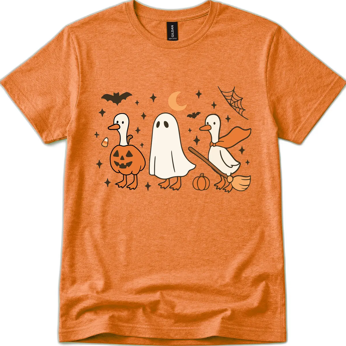 Halloween Goose Squad Costume Party T-Shirt in Heather Orange