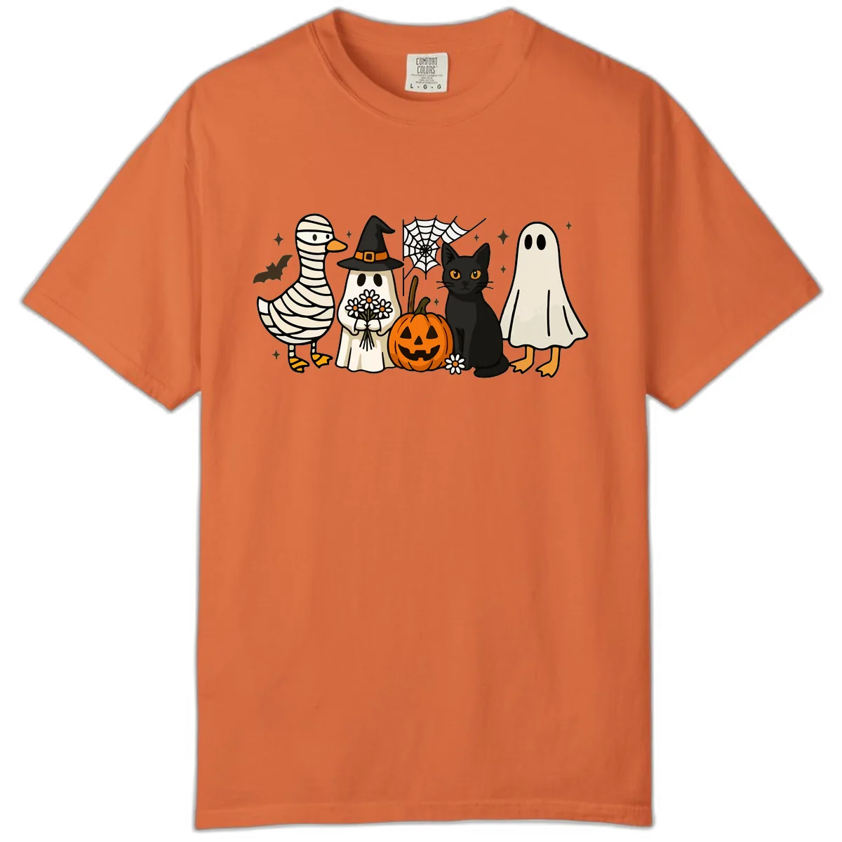 Spooky Halloween Friends Gathering Comfort Color in Burnt Orange