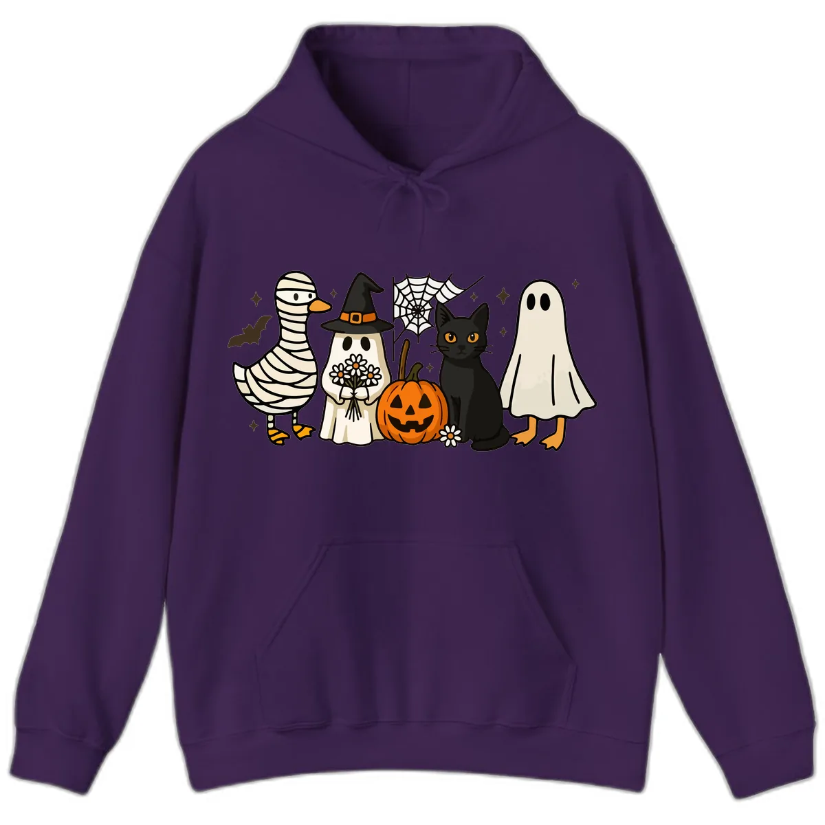 Spooky Halloween Friends Gathering Hoodie in Purple