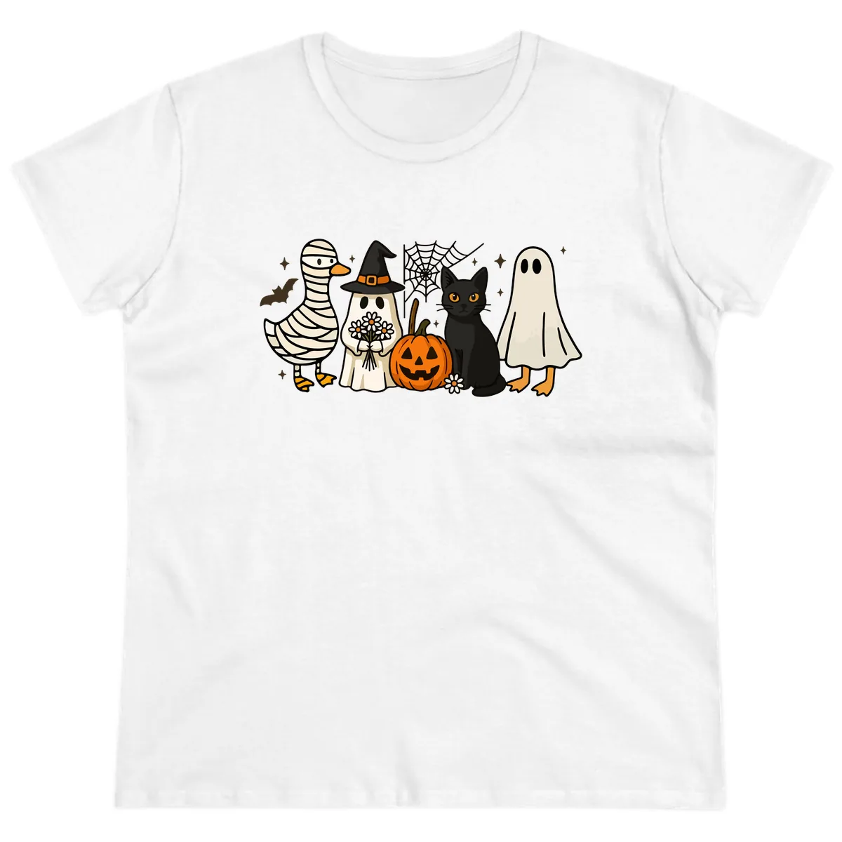 Spooky Halloween Friends Gathering Ladies Tee in White