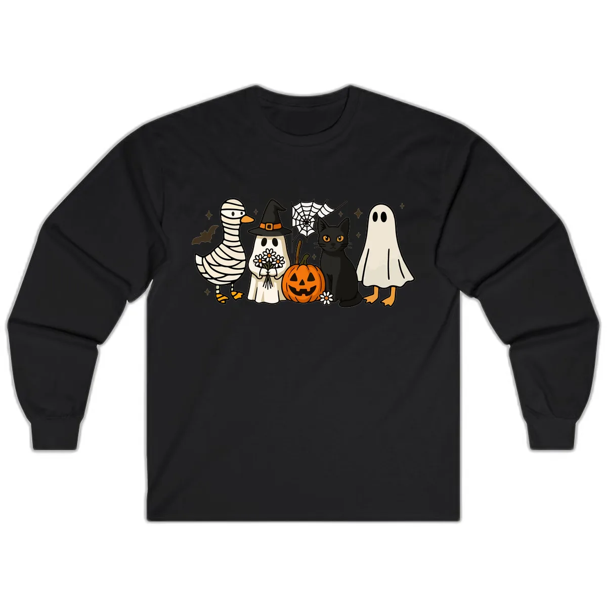 Spooky Halloween Friends Gathering Long Sleeve in Black