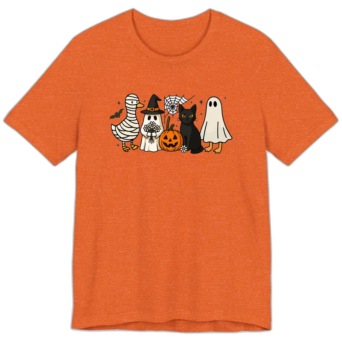 Spooky Halloween Friends Gathering Premium T-Shirt in Heather Orange