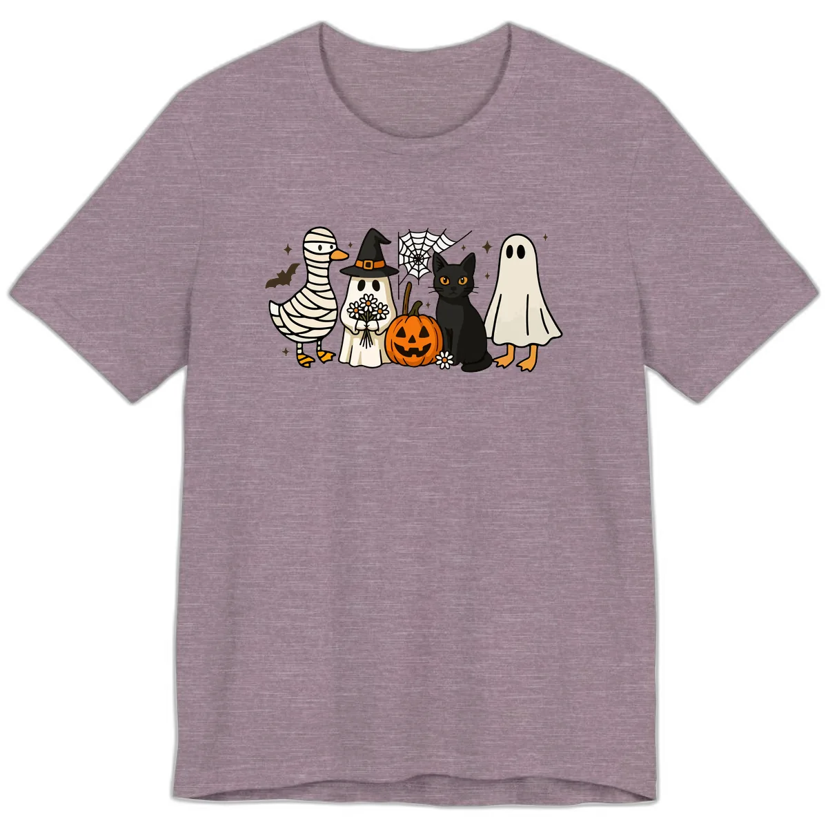 Spooky Halloween Friends Gathering Premium T-Shirt in Heather Purple
