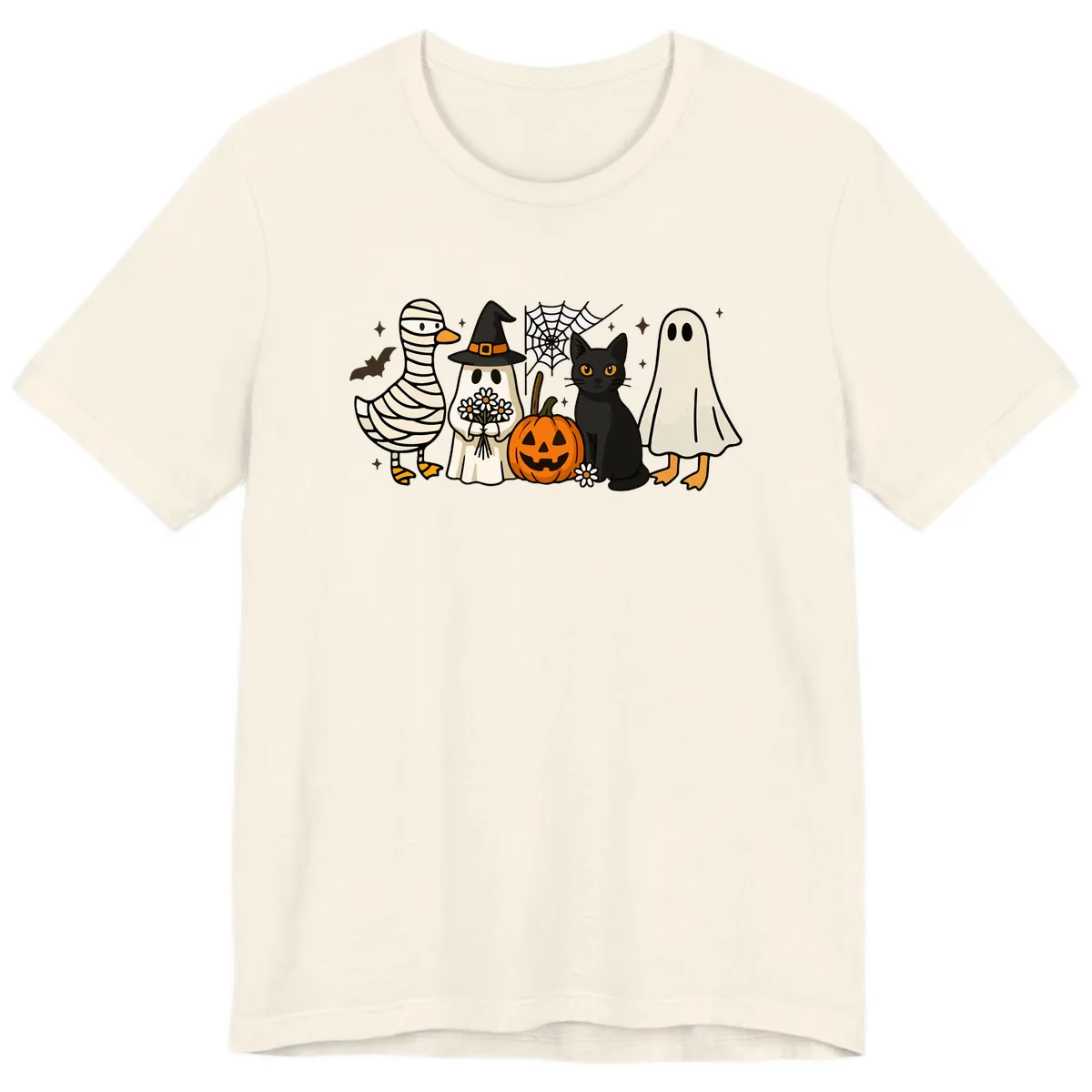 Spooky Halloween Friends Gathering Premium T-Shirt in Natural