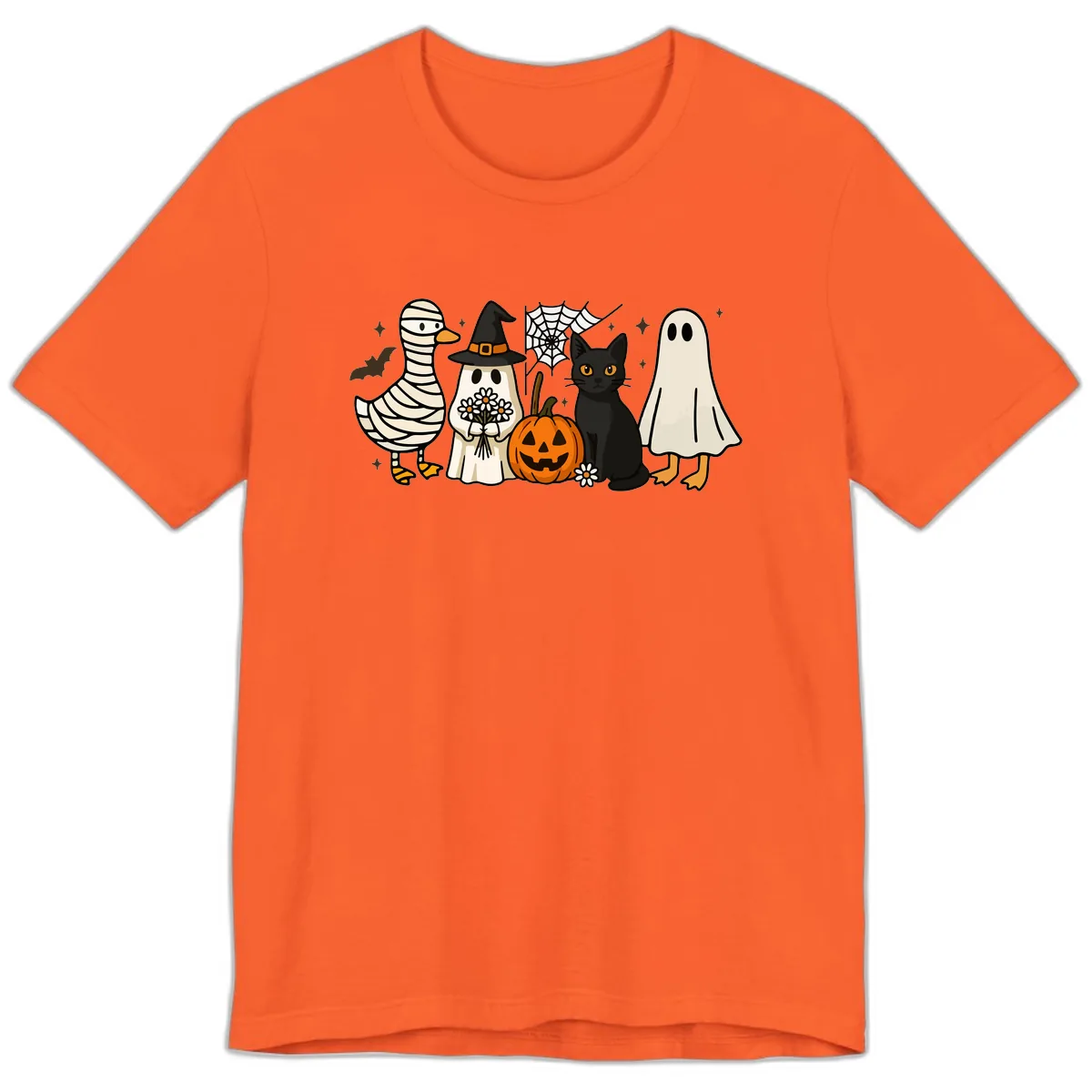 Spooky Halloween Friends Gathering Premium T-Shirt in Orange
