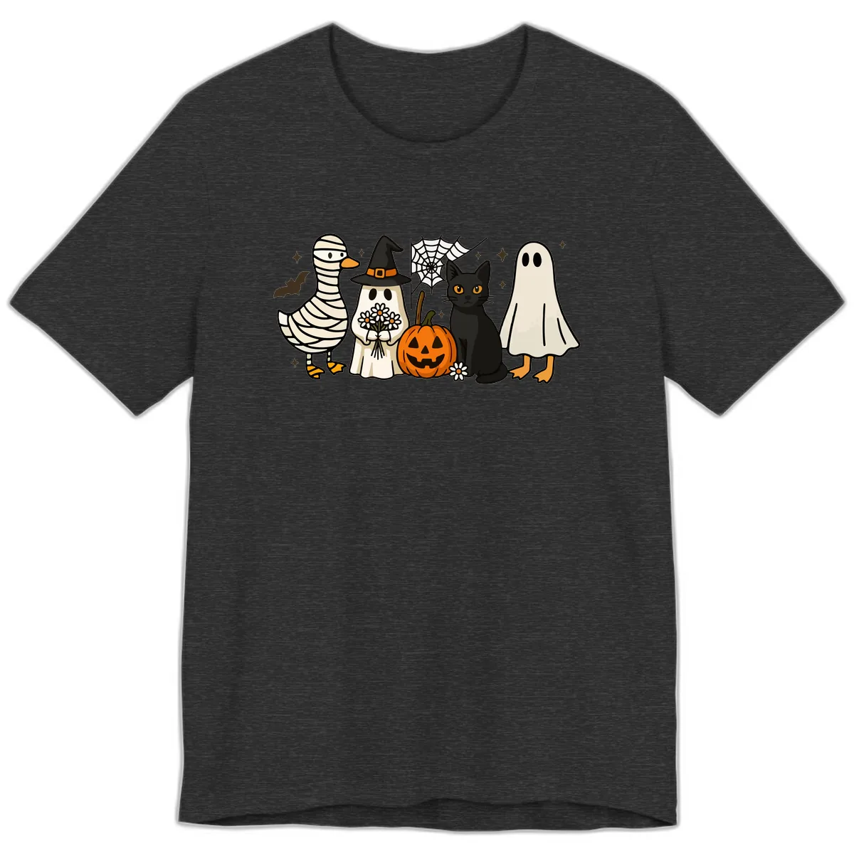 Spooky Halloween Friends Gathering Premium T-Shirt in Dark Grey Heather