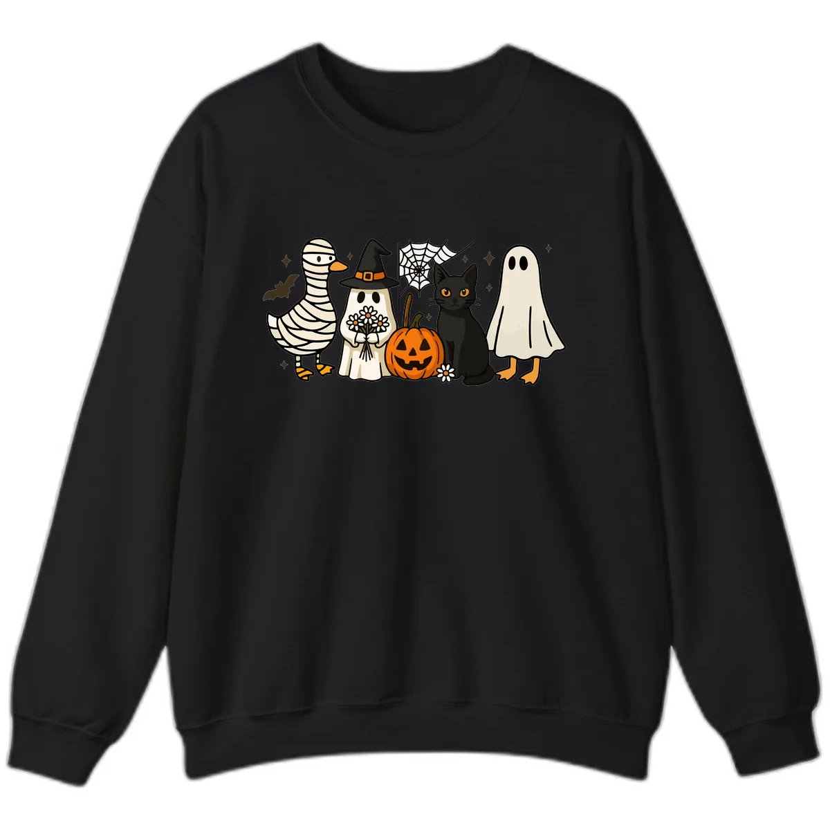 Spooky Halloween Friends Gathering Sweatshirt in Black