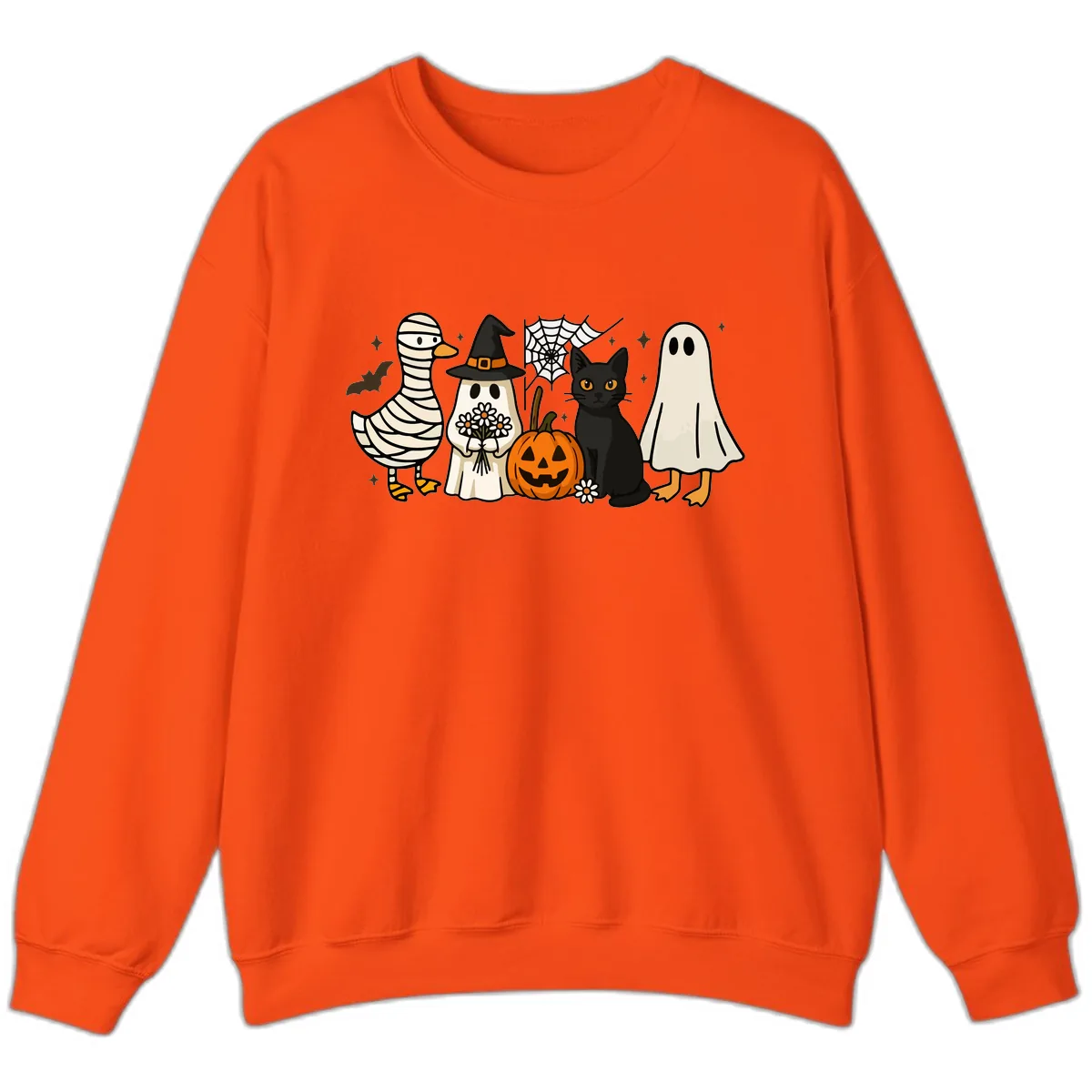 Spooky Halloween Friends Gathering Sweatshirt in Orange