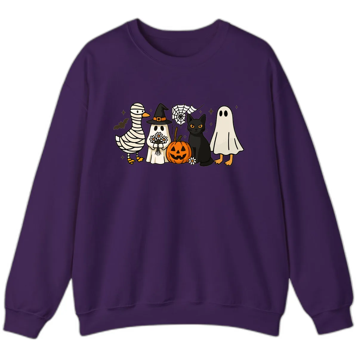 Spooky Halloween Friends Gathering Sweatshirt in Purple