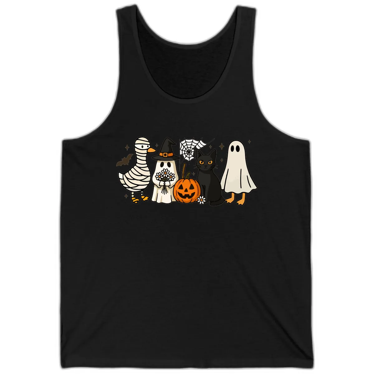 Spooky Halloween Friends Gathering Tank in Black