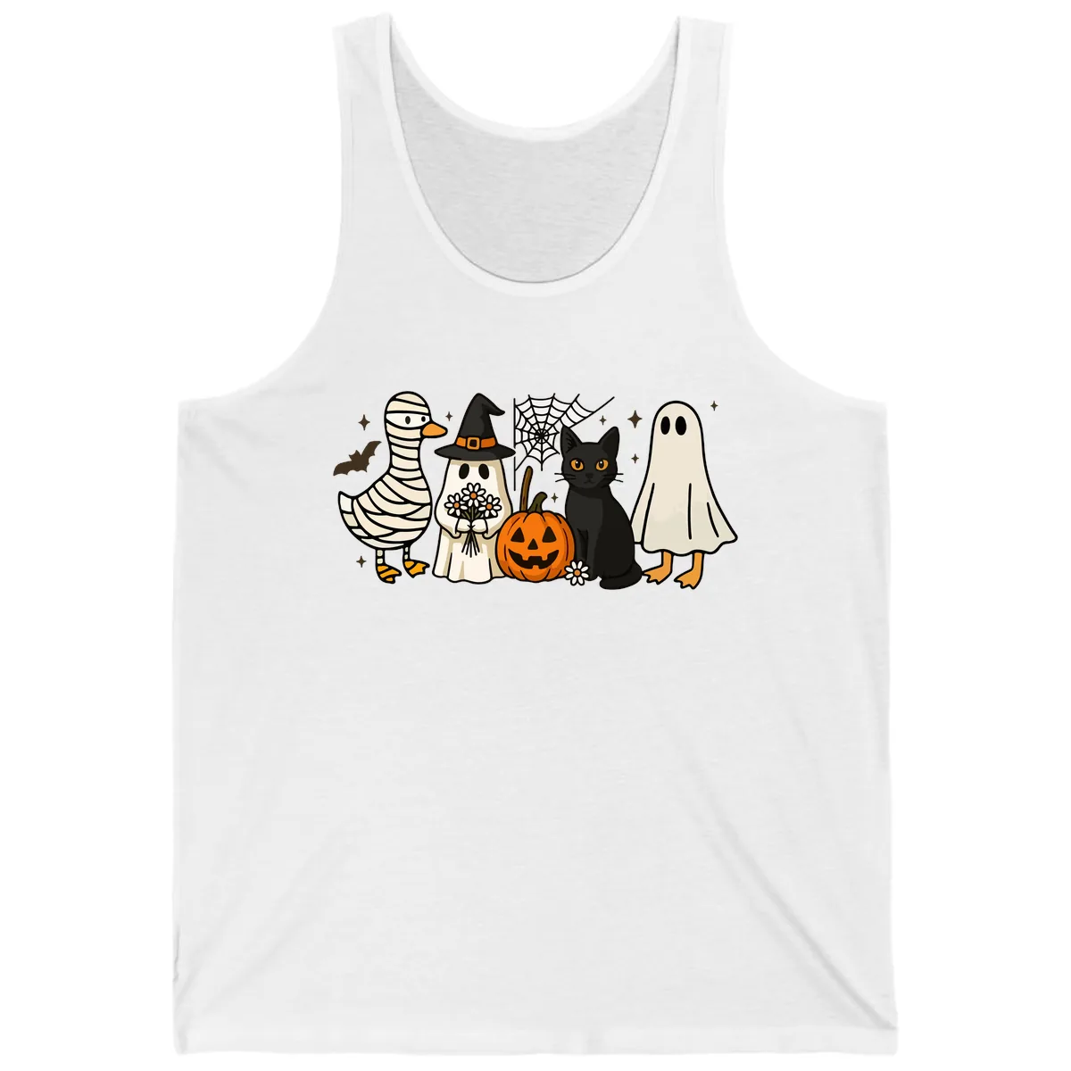 Spooky Halloween Friends Gathering Tank in White