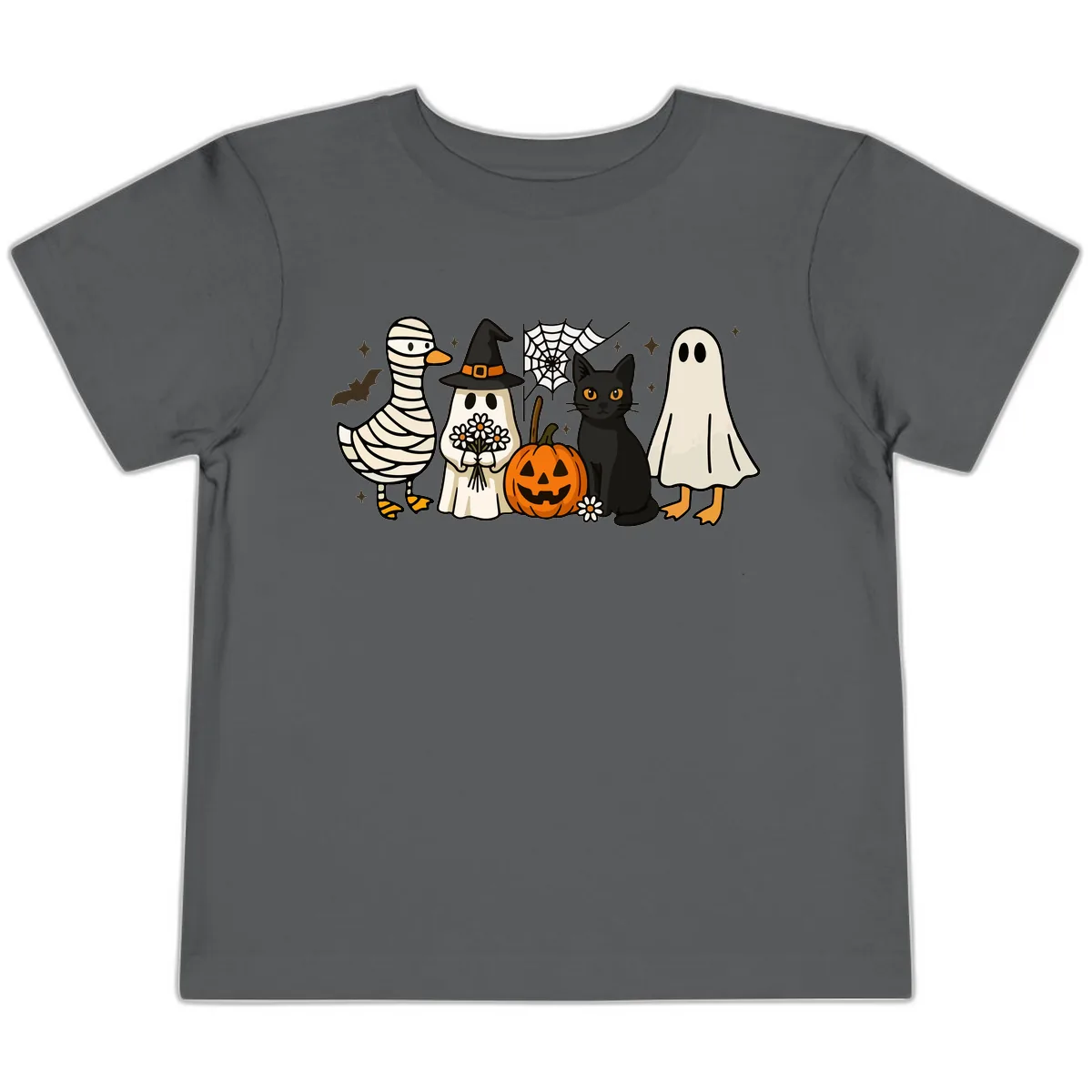 Spooky Halloween Friends Gathering Toddler T-Shirt in Asphalt