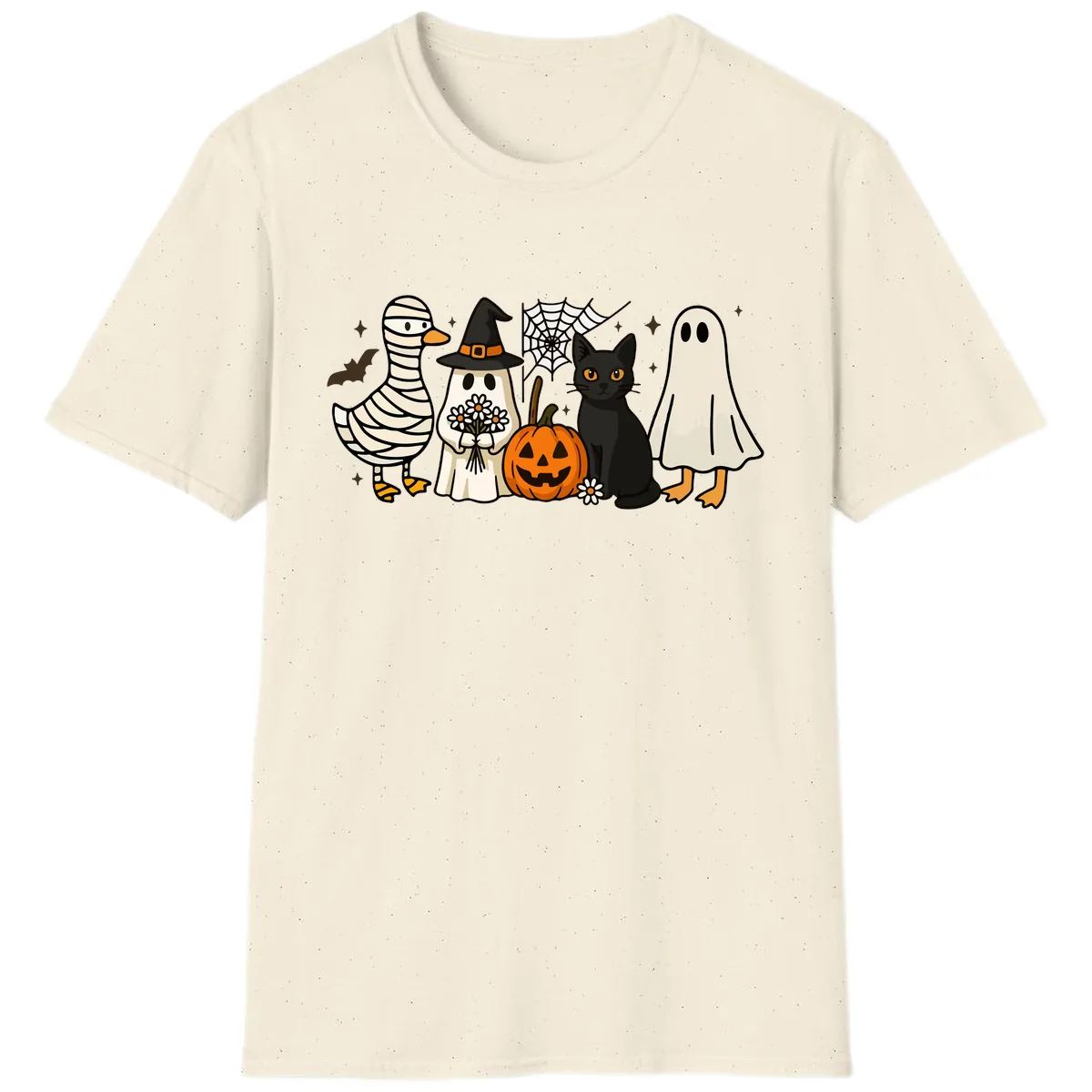 Spooky Halloween Friends Gathering T-Shirt in Natural
