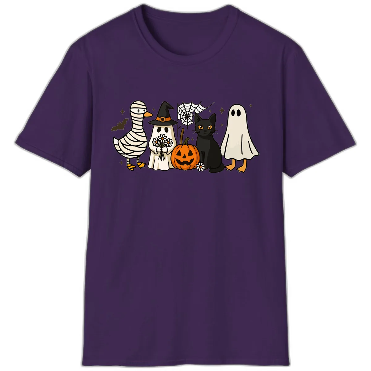 Spooky Halloween Friends Gathering T-Shirt in Purple