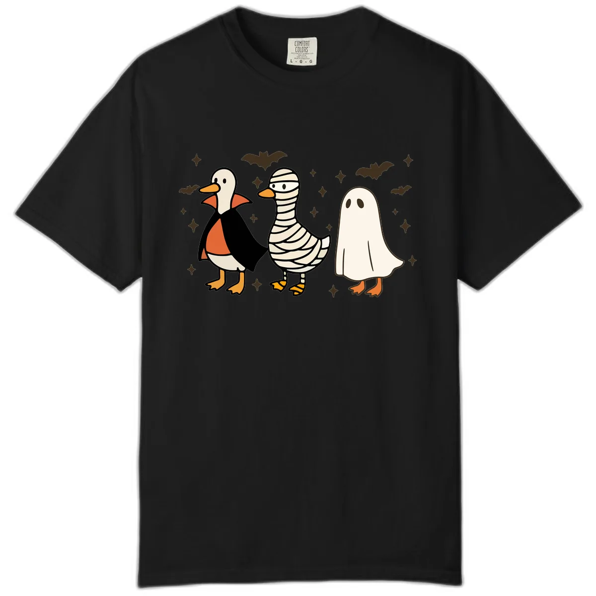Ducks in Halloween Costumes Trio Comfort Color in Black