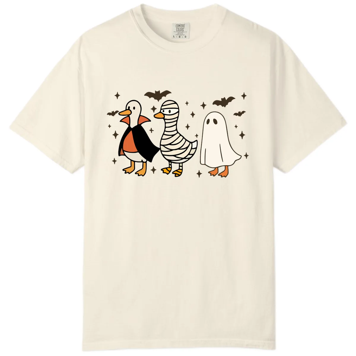 Ducks in Halloween Costumes Trio Comfort Color in Ivory