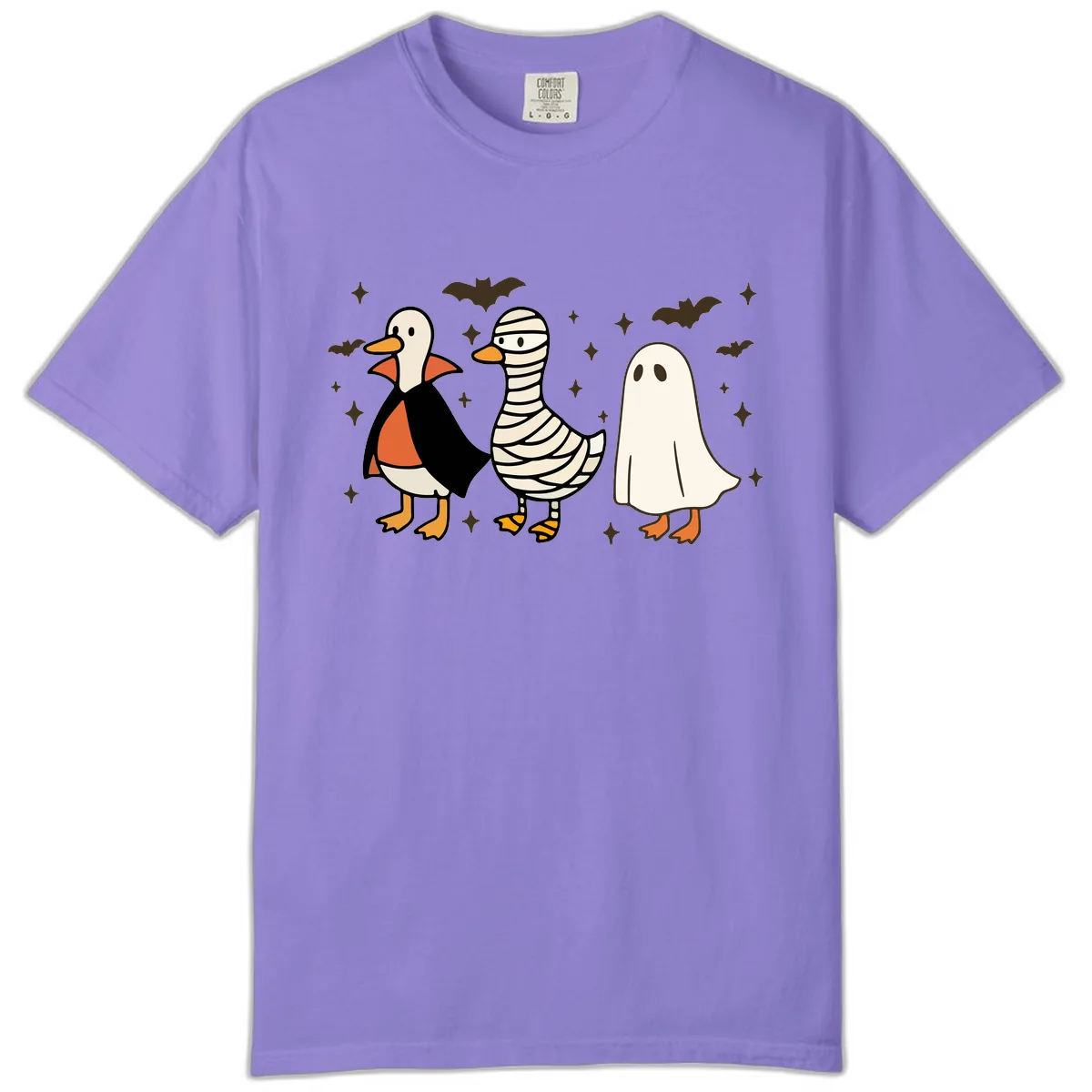 Ducks in Halloween Costumes Trio Comfort Color in Violet