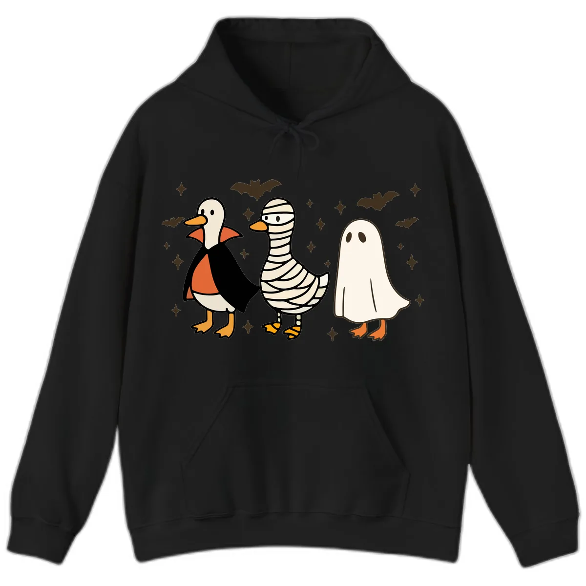 Ducks in Halloween Costumes Trio Hoodie in Black