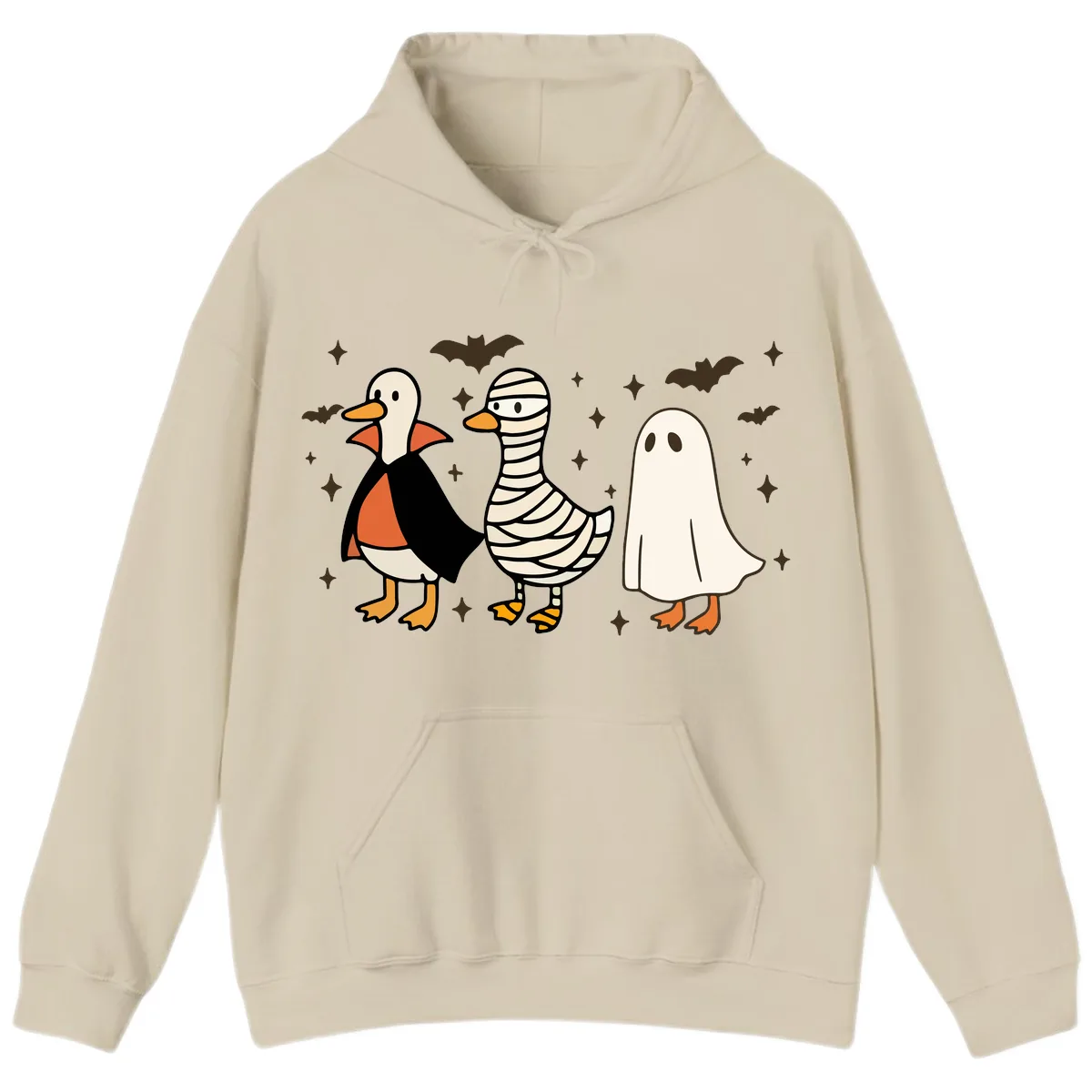 Ducks in Halloween Costumes Trio Hoodie in Sand
