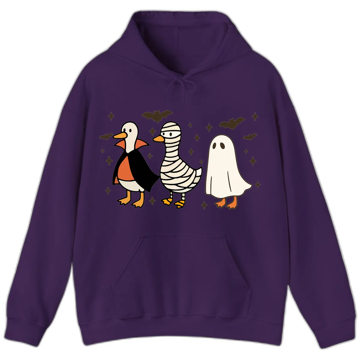 Ducks in Halloween Costumes Trio Hoodie in Purple