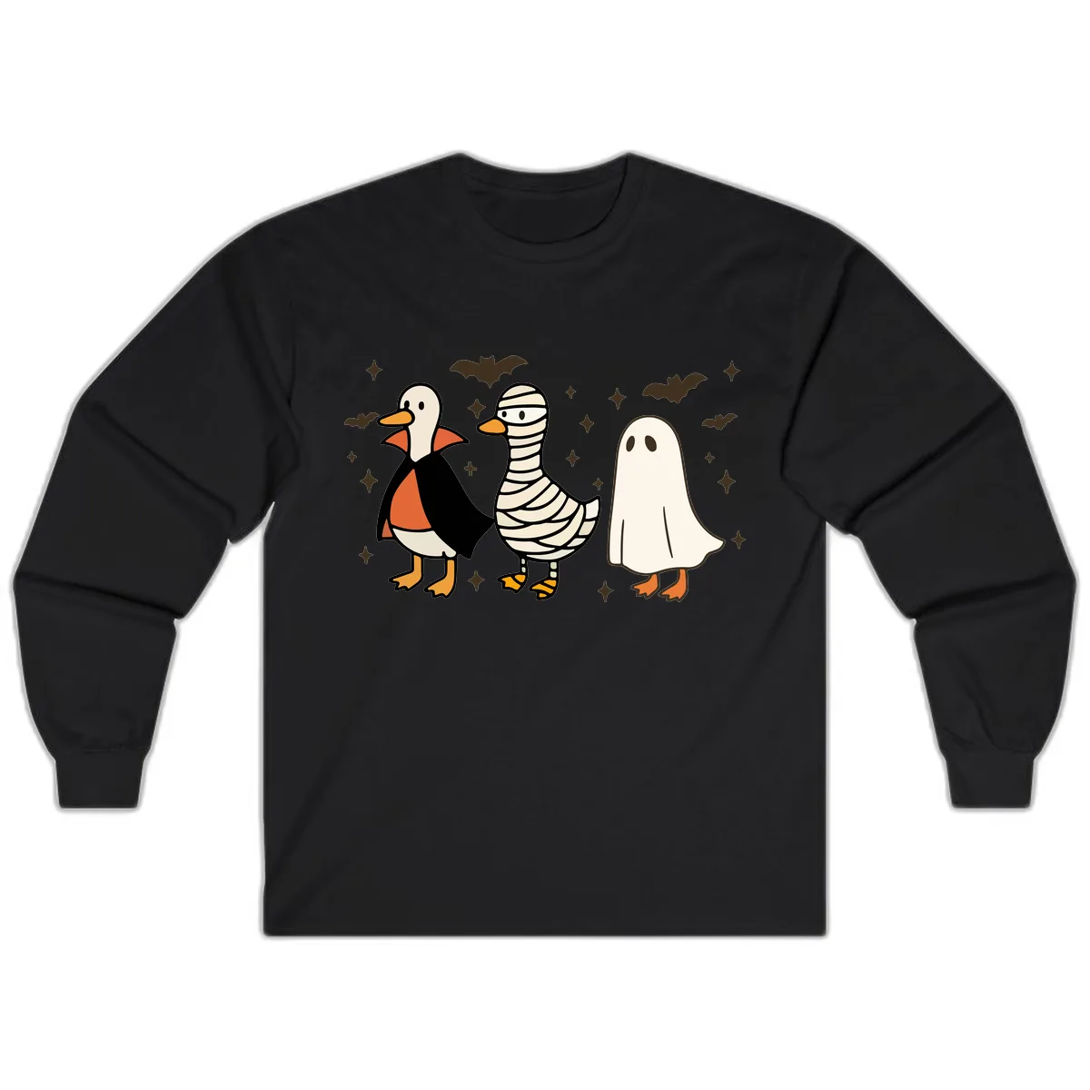 Ducks in Halloween Costumes Trio Long Sleeve in Black