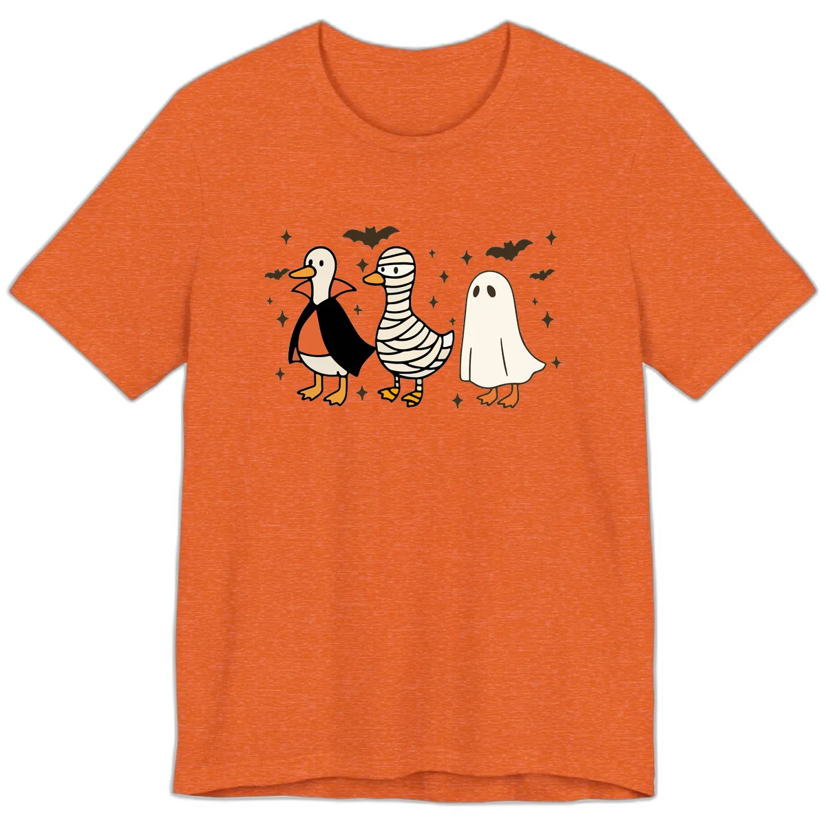 Ducks in Halloween Costumes Trio Premium T-Shirt in Heather Orange