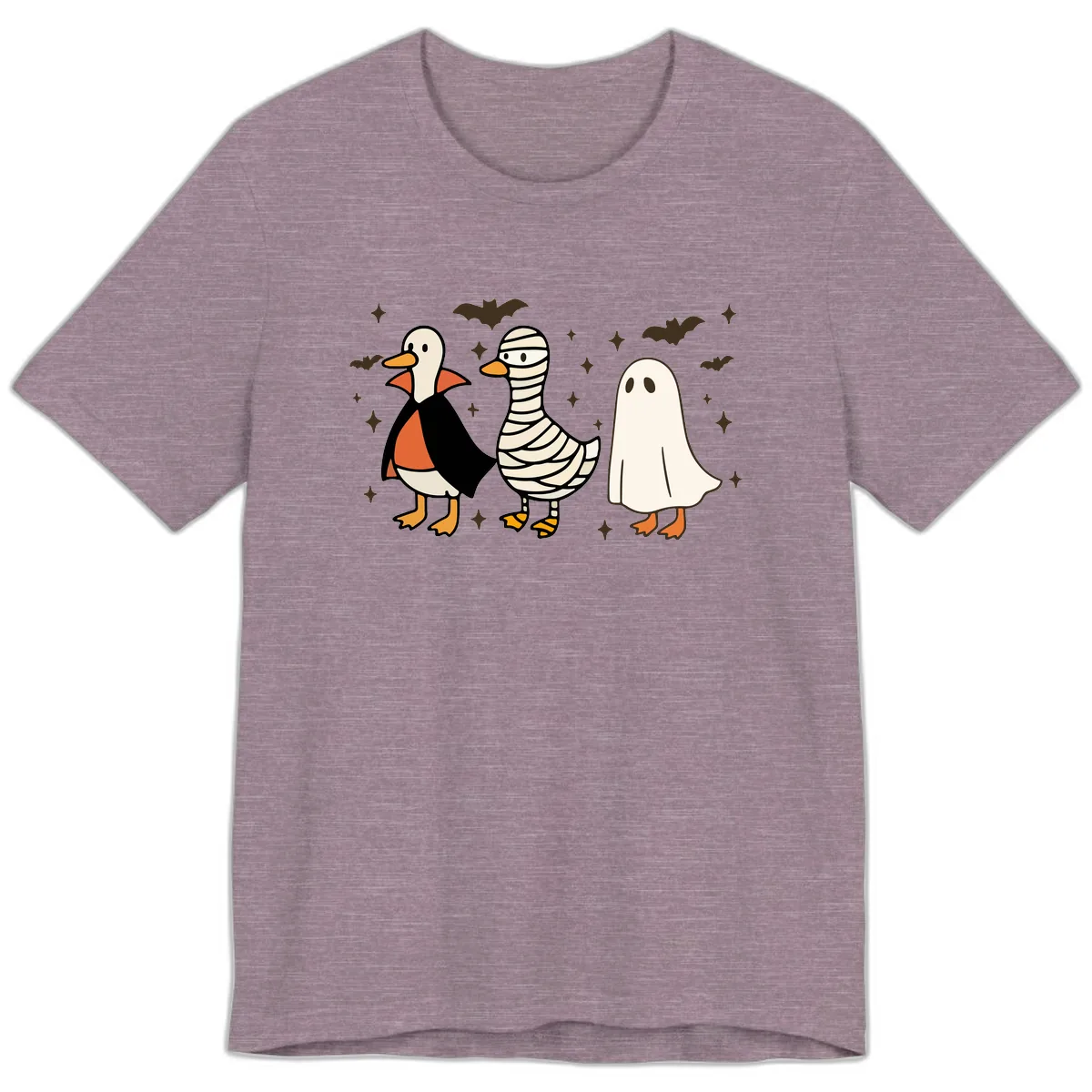 Ducks in Halloween Costumes Trio Premium T-Shirt in Heather Purple