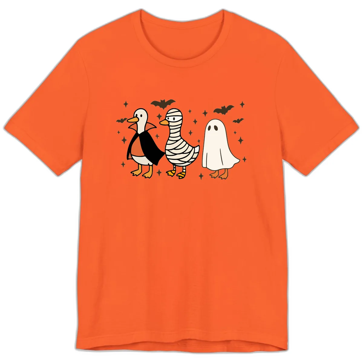 Ducks in Halloween Costumes Trio Premium T-Shirt in Orange