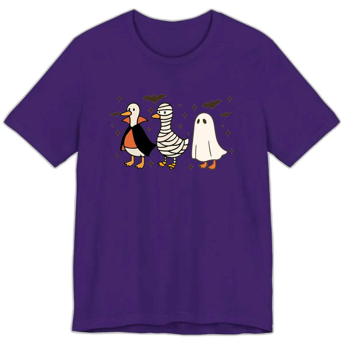 Ducks in Halloween Costumes Trio Premium T-Shirt in Team Purple
