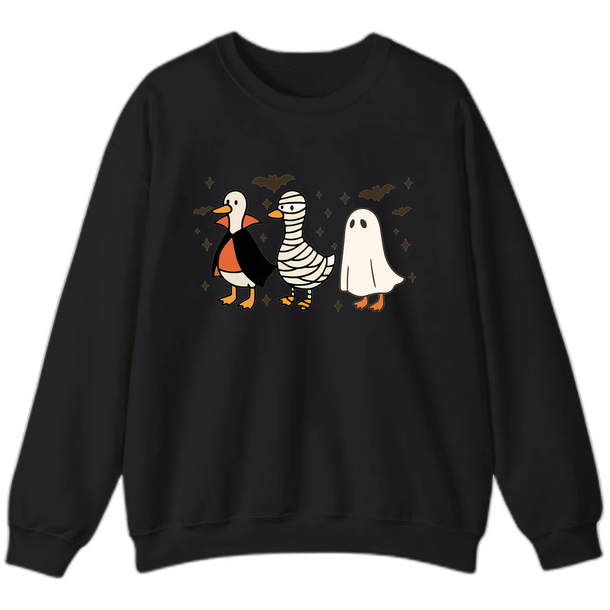 Ducks in Halloween Costumes Trio Sweatshirt in Black