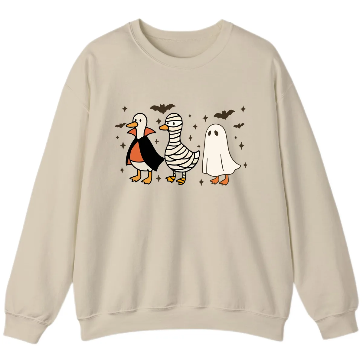 Ducks in Halloween Costumes Trio Sweatshirt in Sand