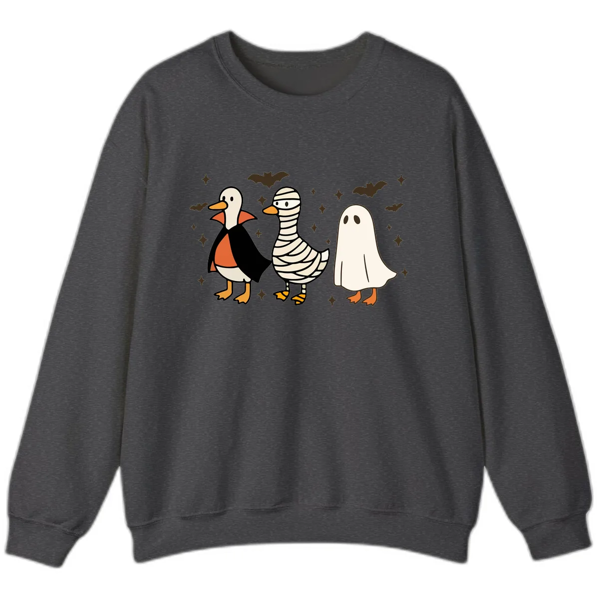 Ducks in Halloween Costumes Trio Sweatshirt in Dark Heather