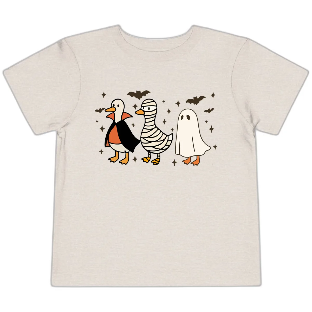 Ducks in Halloween Costumes Trio Toddler T-Shirt in Heather Dust