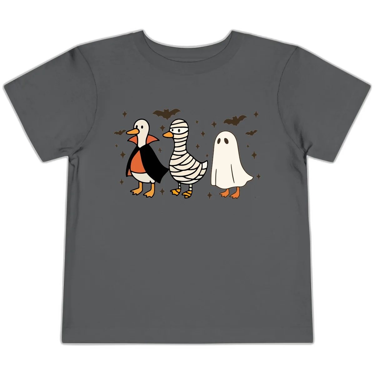 Ducks in Halloween Costumes Trio Toddler T-Shirt in Asphalt