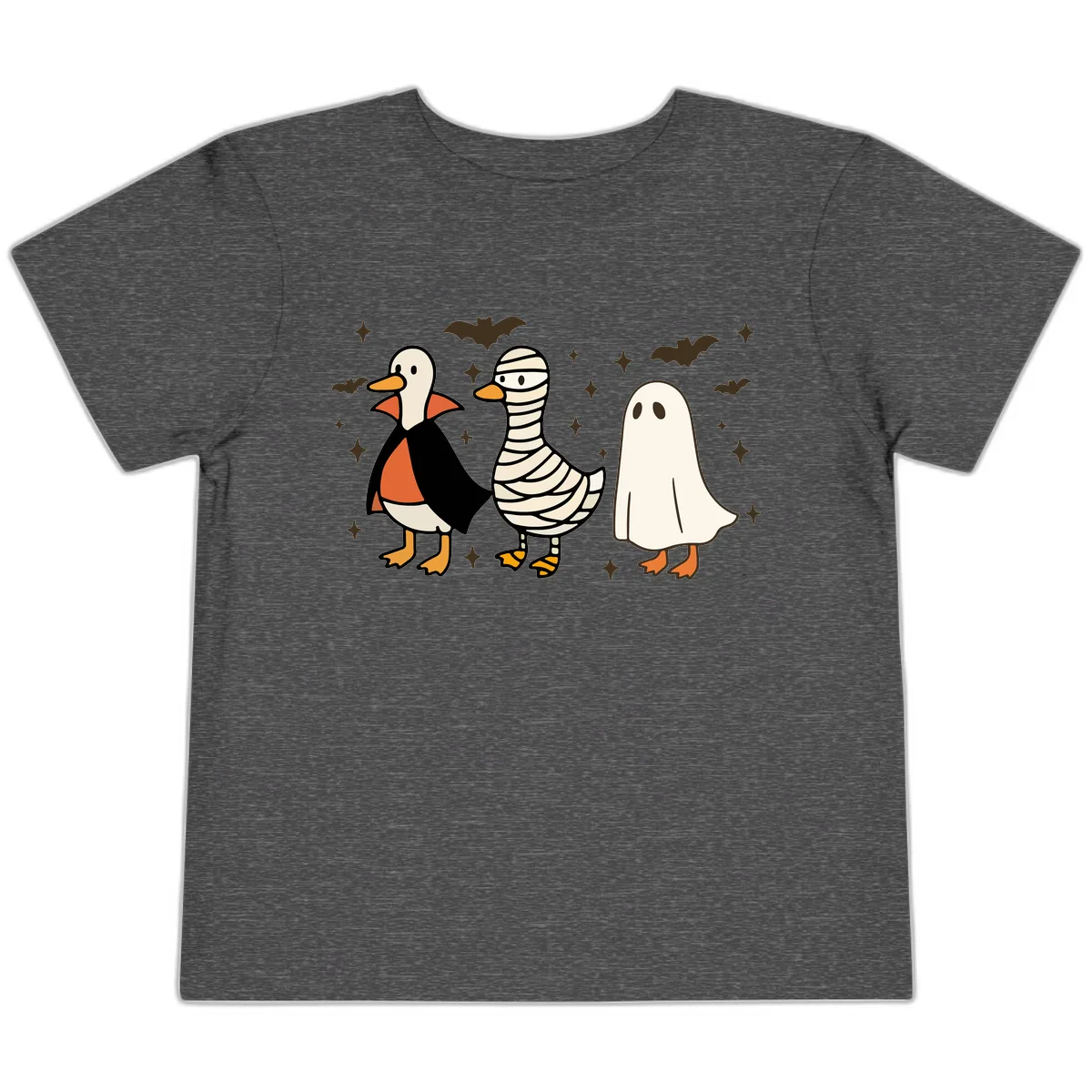 Ducks in Halloween Costumes Trio Toddler T-Shirt in Dark Heather Grey