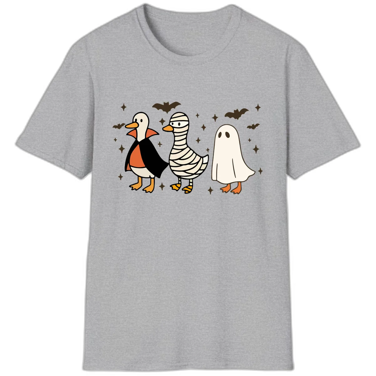 Ducks in Halloween Costumes Trio T-Shirt in Sport Grey