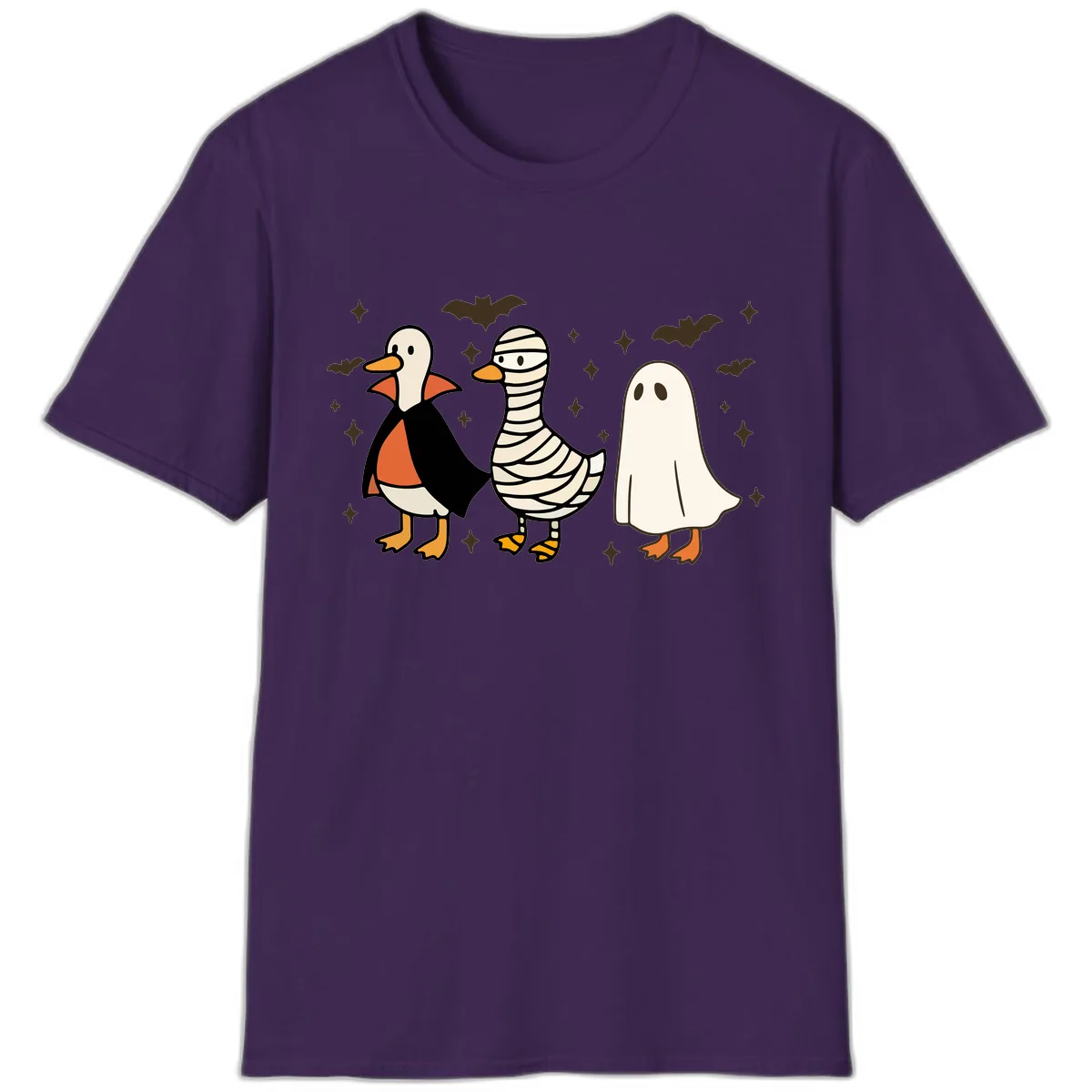 Ducks in Halloween Costumes Trio T-Shirt in Purple