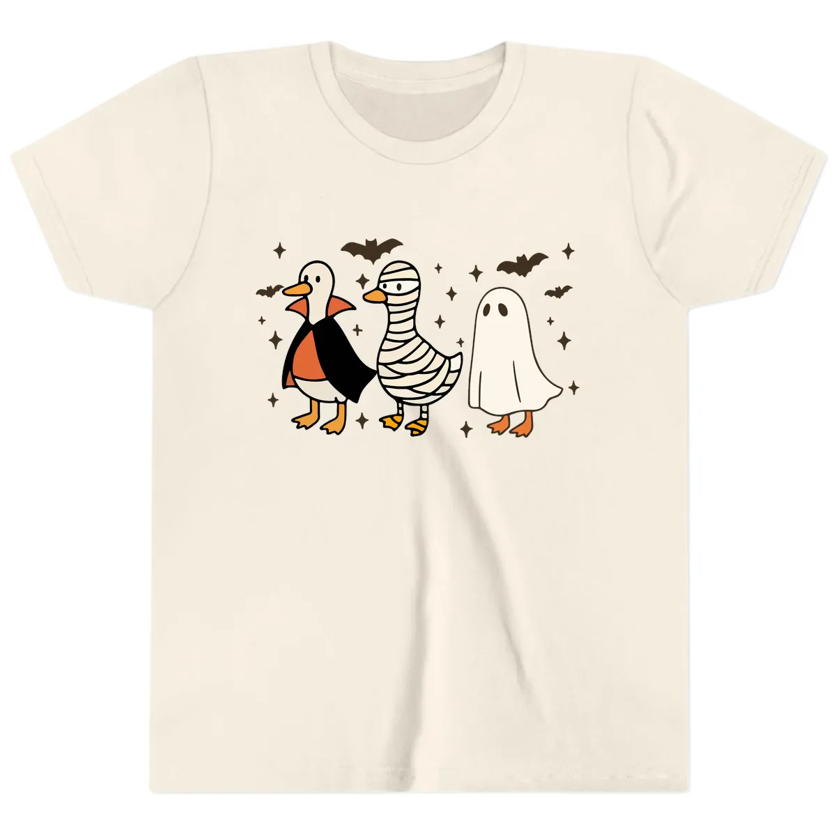 Ducks in Halloween Costumes Trio Youth T-Shirt in Natural