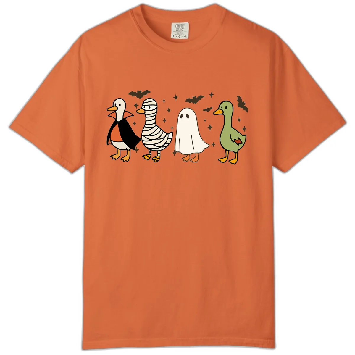 Halloween Ducks In Costume Comfort Color in Burnt Orange
