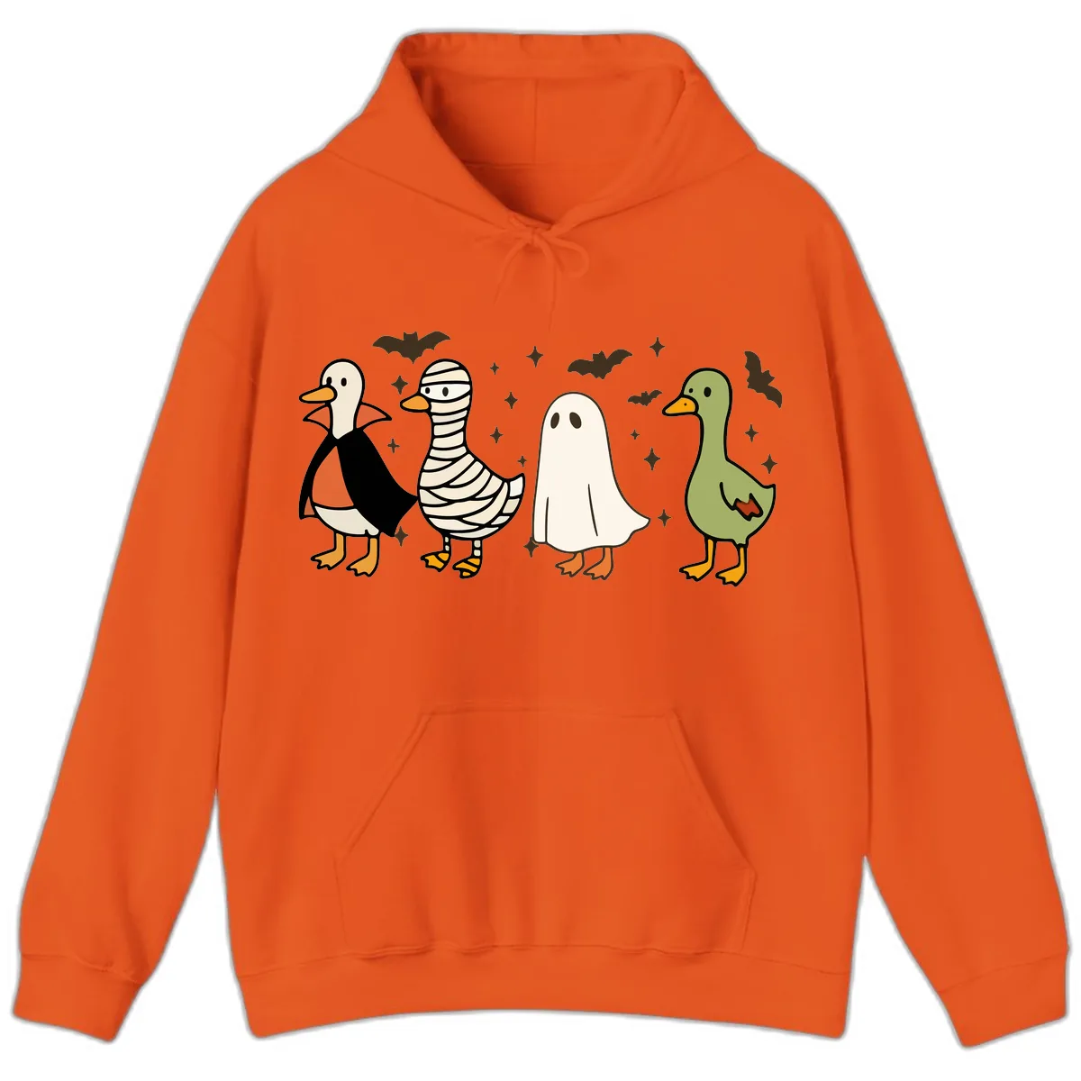 Halloween Ducks In Costume Hoodie in Orange