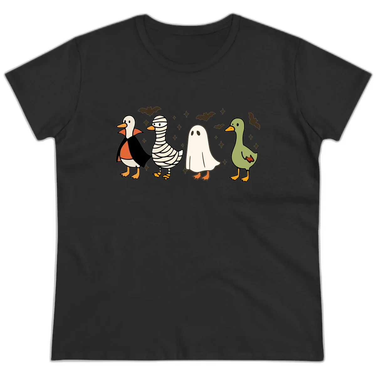 Halloween Ducks In Costume Ladies Tee in Black
