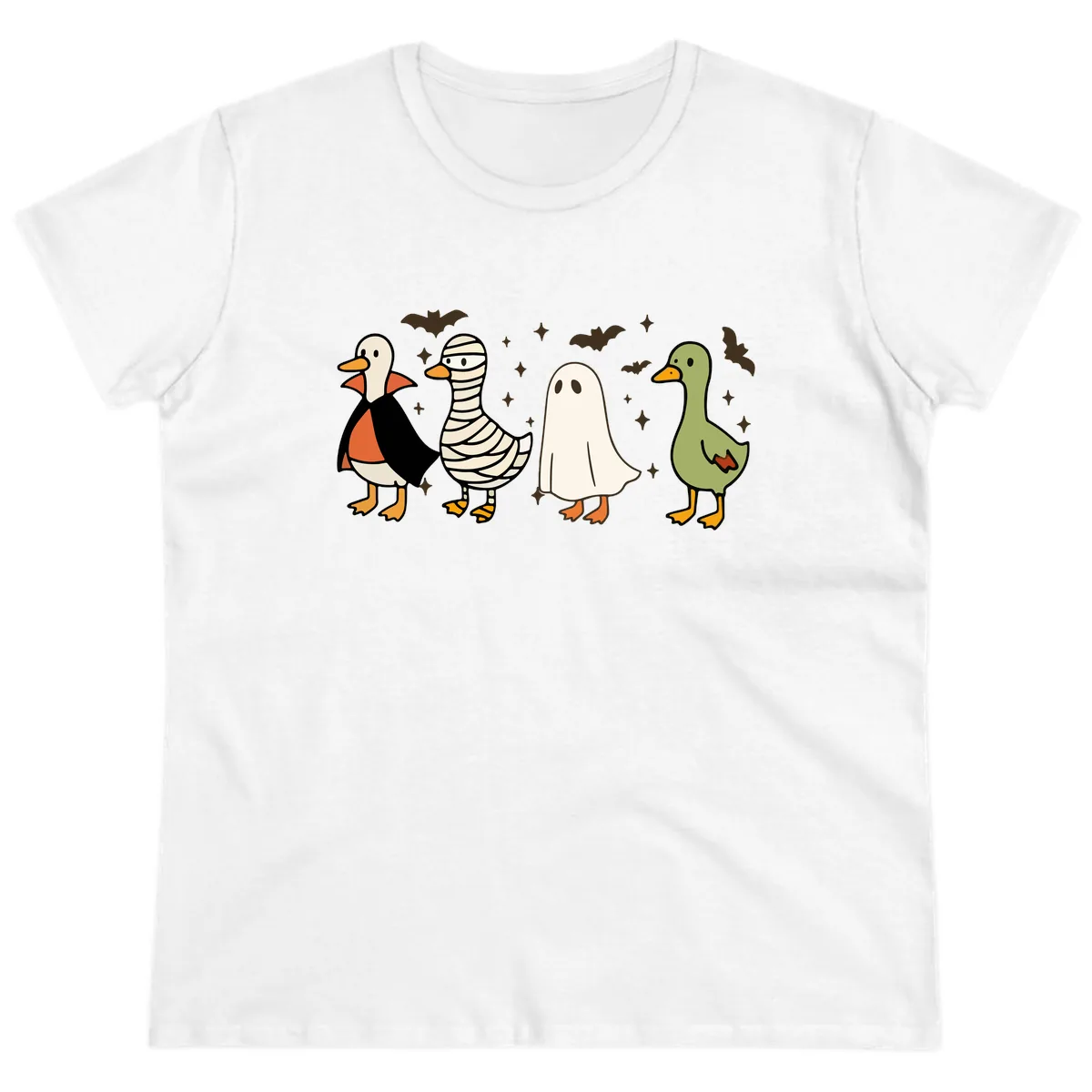 Halloween Ducks In Costume Ladies Tee in White