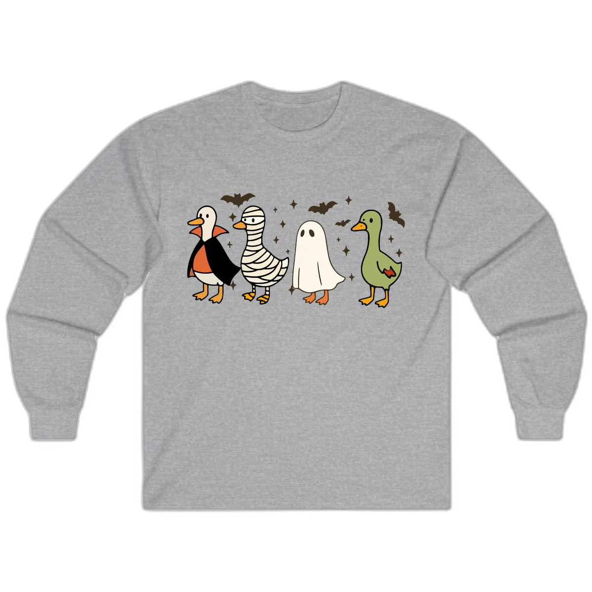 Halloween Ducks In Costume Long Sleeve in Sport Grey