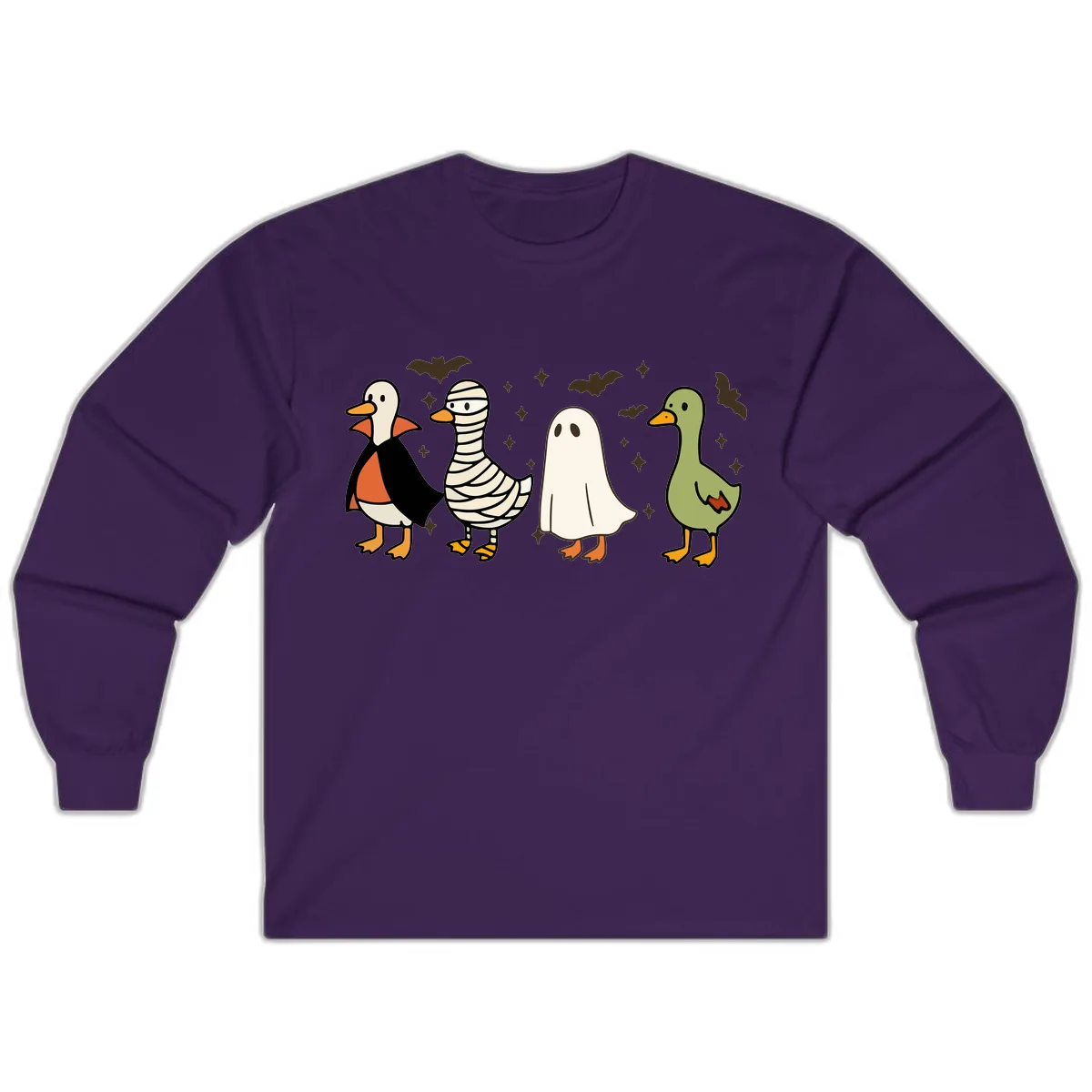 Halloween Ducks In Costume Long Sleeve in Purple