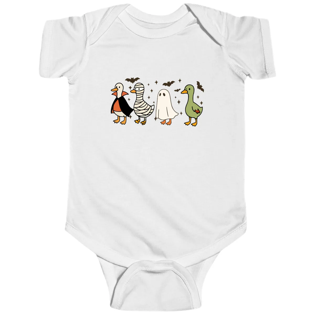 Halloween Ducks In Costume Baby Onesie in White