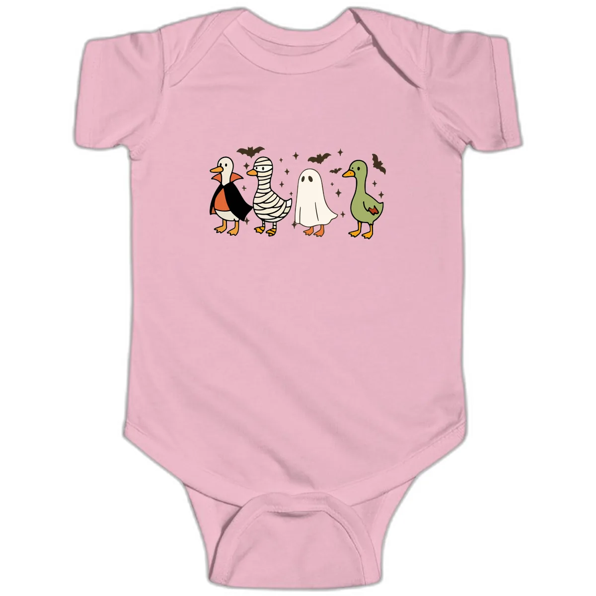 Halloween Ducks In Costume Baby Onesie in Pink