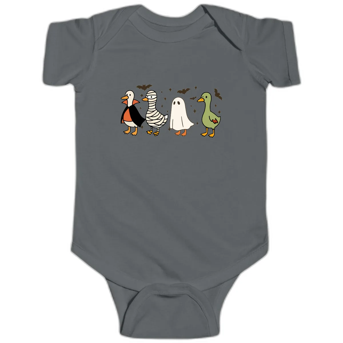 Halloween Ducks In Costume Baby Onesie in Charcoal